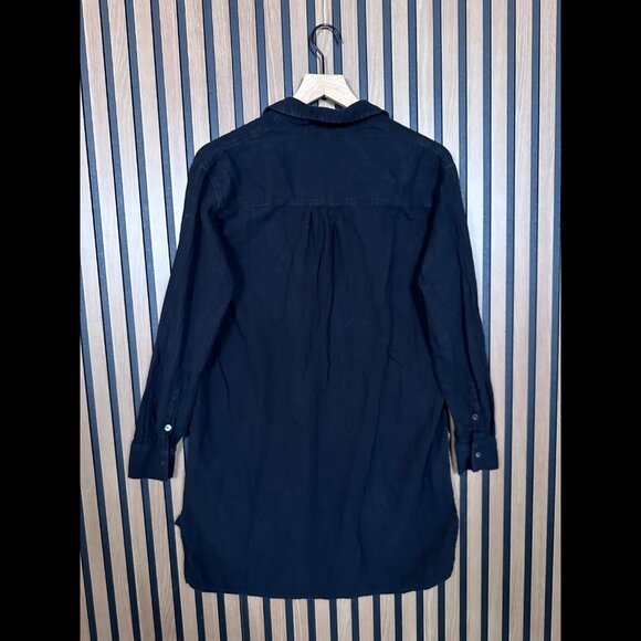 James Perse Shirt Dress 0 / XS Womens Black Button Long Sleeve 100% Cotton - Picture 2 of 7